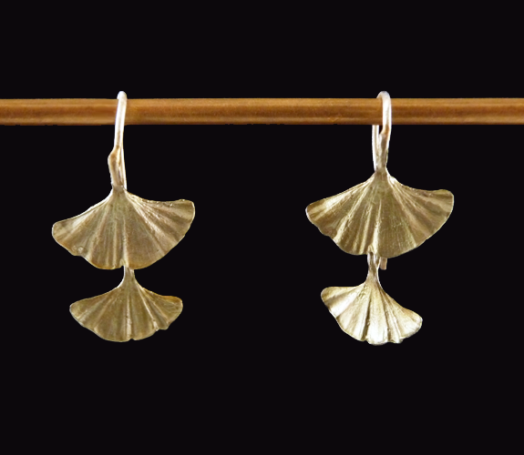 Ginkgo Bronze Earrings with Sterling Silver Earwires   by Silver Seasons